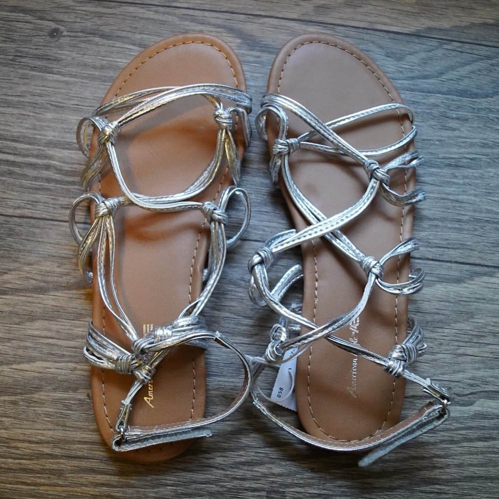 Girl's size 5 silver strappy sandals